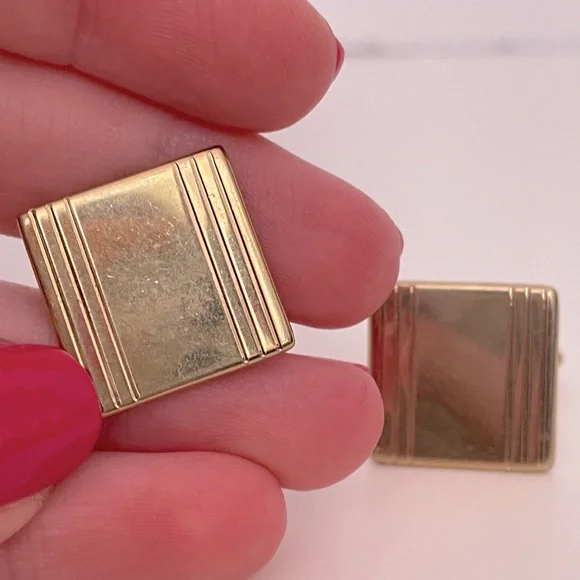 Vintage 60's SWANK Gold Tone Classic Preppy Whimsical Square Men's Cufflinks
