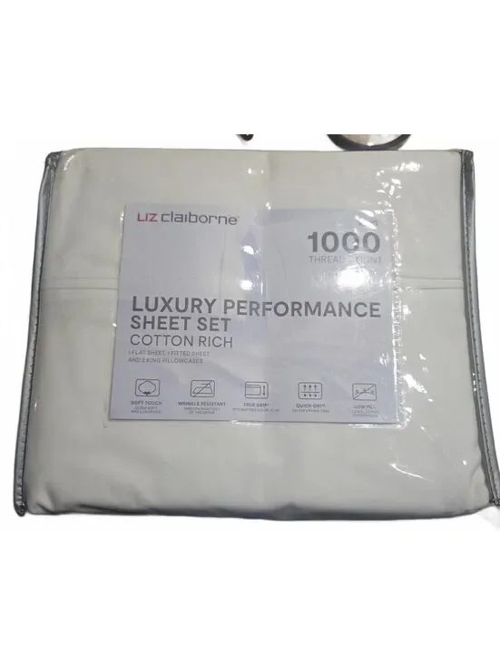Liz Claiborne Luxury Performance Sheet Set Cotton Rich King Size 1000 Thread