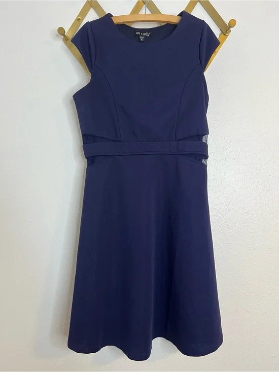 NWT Navy Blue Mesh Cutout Dress
