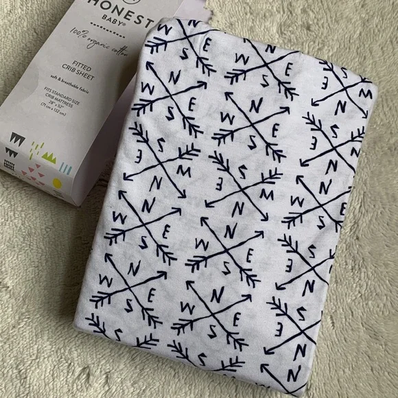 Honest Baby 100% Cotton Fitted Crib Sheet NWT Compass