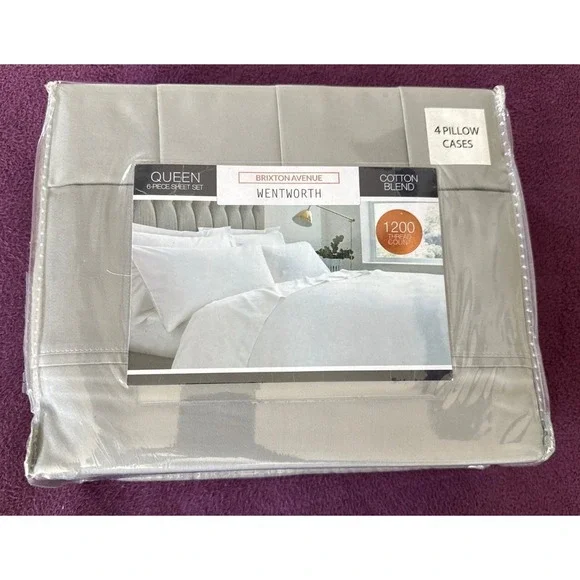 Brixton Avenue  Wentworth 6 Piece‎ Queen Sized Sheet Set Gray 1200 Thread Count