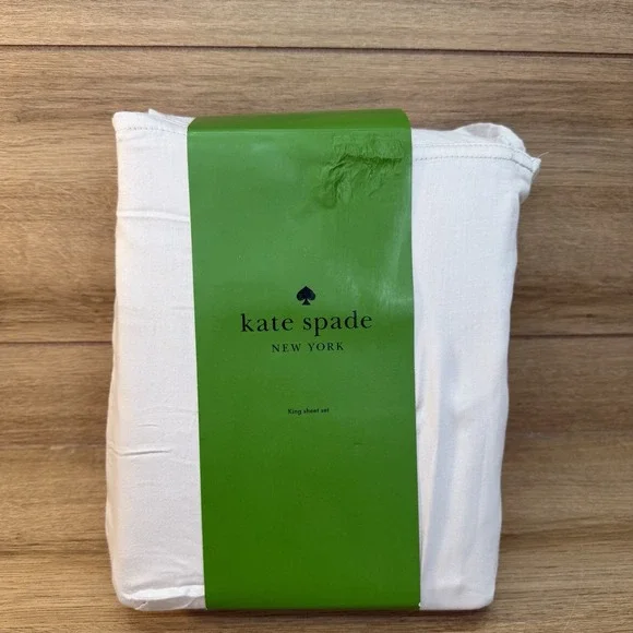 Kate Spade New York 100% Cotton Sateen Light Gray King Size Sheet Set