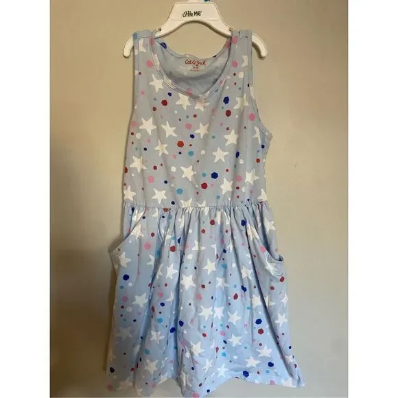 Girls cat and jack red ,‎ white and blue sleeveless dress size medium