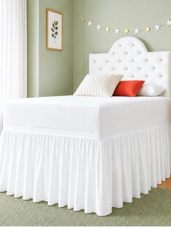 Cottingon Dorm Room Bed Skirt, 100% Microfiber, White, Twin XL-36 white Drop