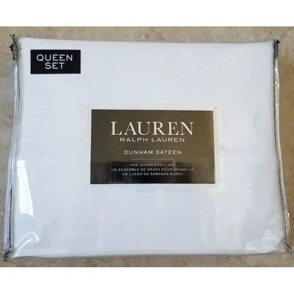 Lauren Ralph Lauren Dunham Sateen QUEEN XDP Sheet Set‎ 4pc White NEW