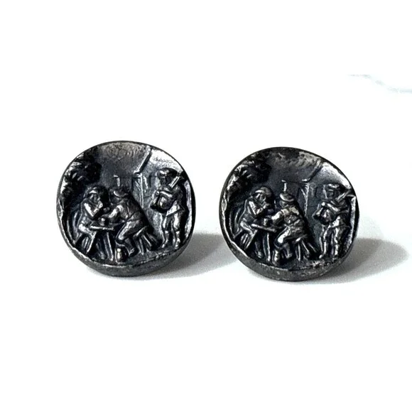Vintage Hickok Mens Large Round Tavern Pub Cufflinks