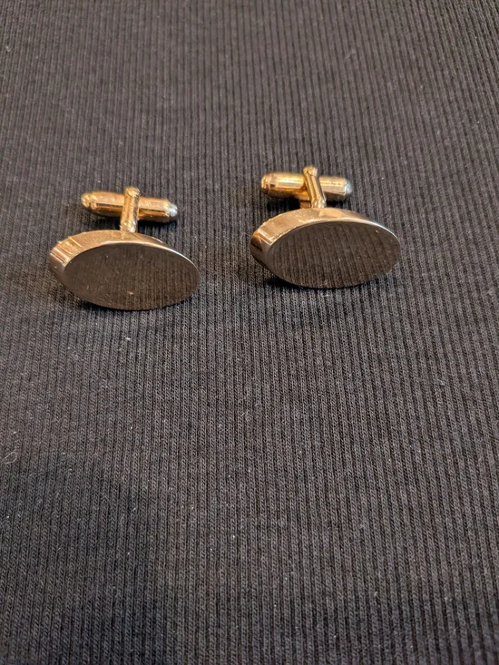 Classic Oval Gold-Tone Cufflinks for Men Vintage 2007s