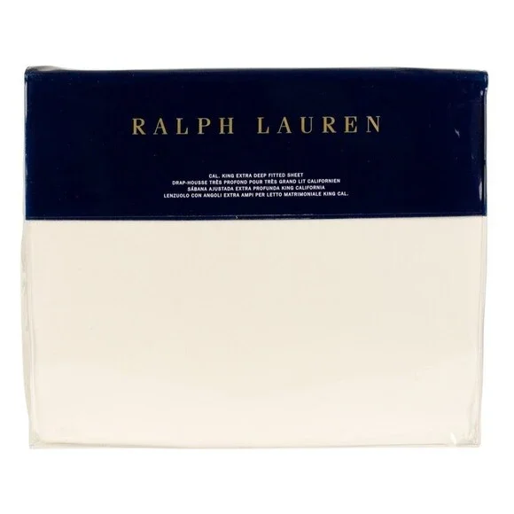 Ralph Lauren Home Cotton Constance Cal King Extra Deep Fitted Sheet White