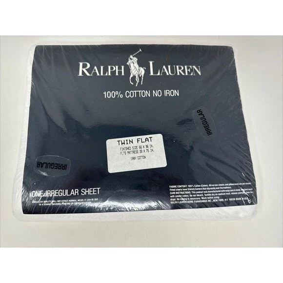 RALPH LAUREN Home TWIN Flat Sheet IRREGULAR NEW White Made USA 100% Cotton