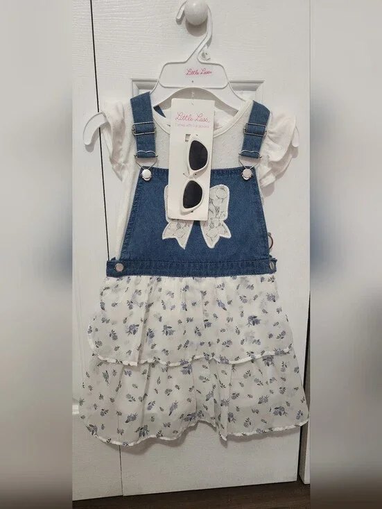 Girls Little Lass Jean Dress Set with Sunglasses NWT Size 5