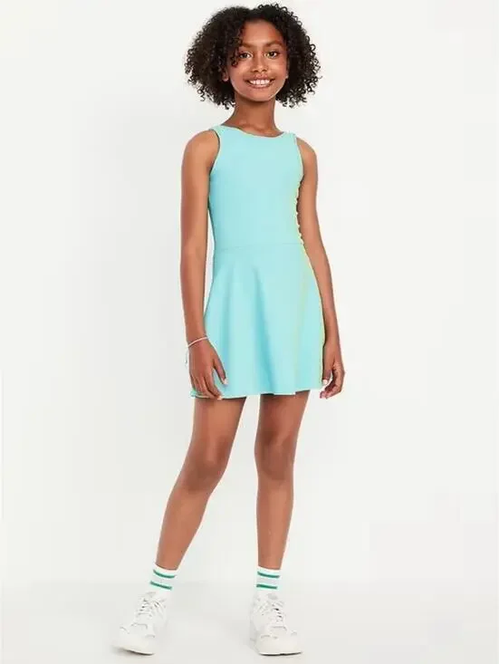 (RFB3) NWT Girls XXL Old Navy PowerSoft Ribbed Athletic Tennis Dress in Blue/Gre