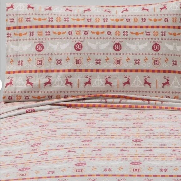 Harry Potter 3 Piece Twin Size Flannel Sheet Set 100% Cotton NEW Patronus 9-3/4