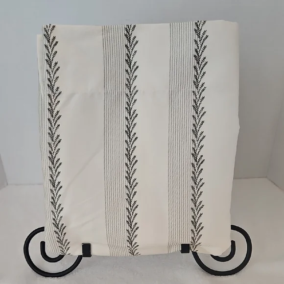 Cuddl Duds Ivory Dark Green Leafy Stripe Twin Flat Sheet