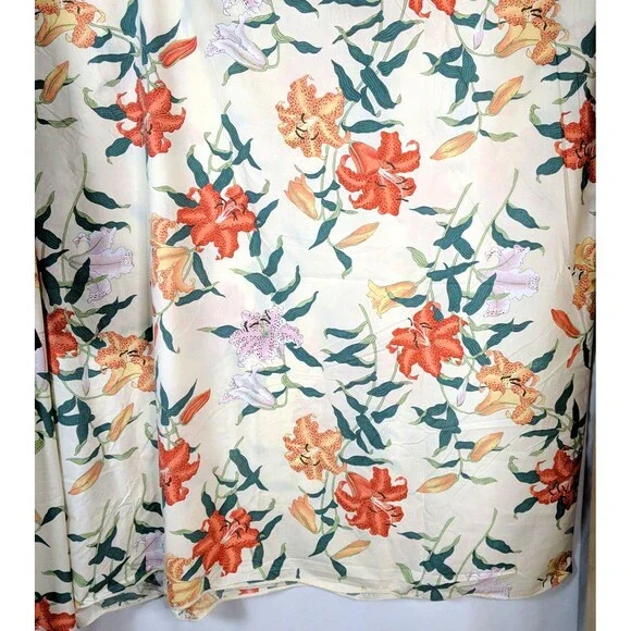 Wamsutta Supercale Plus King Flat Tiger Lily Sheet 108 x 102 Scalloped Edge USA