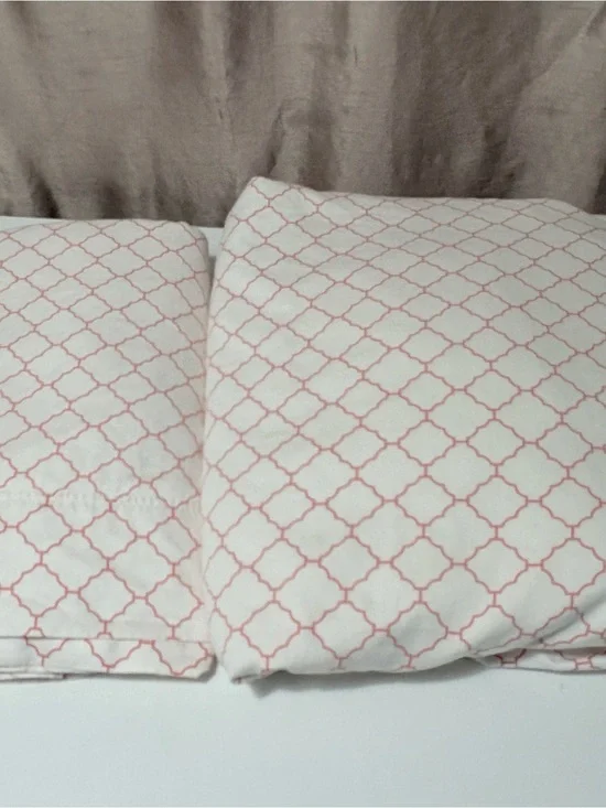 Charter Club White Duvet Cover Set with Coral Geometric Trellis