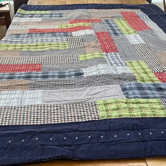Pottery Barn Kids Navy Patchwork Reversible 70.5