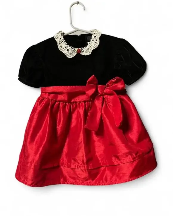 2t vintage 90s Rose Cottage black velvet christmas holiday party dress