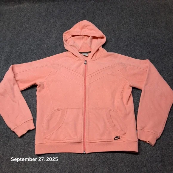 Nike Full Zip Hoodie Sweatshirt Womens Teen Size XL‎ 16-18 Pink Full Zip