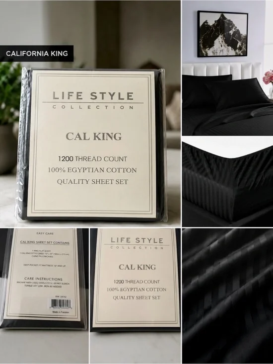 Life Style Collection Cal King 1200TC Egyptian Cotton Sheet Set NIP ⭐ (