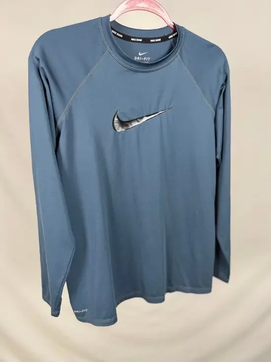 Nike Blue Dri-Fit Activewear Long Sleeve Athletic Shirt Top Size XL