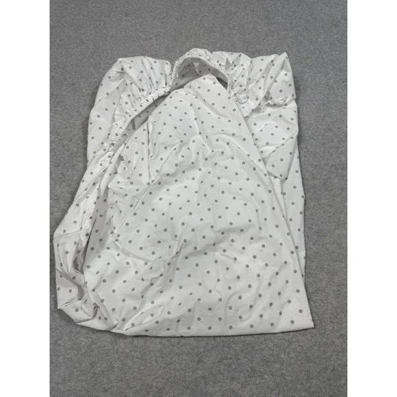 Pottery Barn Kids White Gray Polka Dot Organic Mini Crib Fitted Sheet 24x38in
