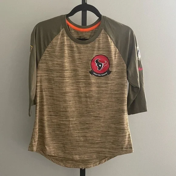 Nike Salute To Service Shirt 3/4 Sleeve Houston Texans Size Medium