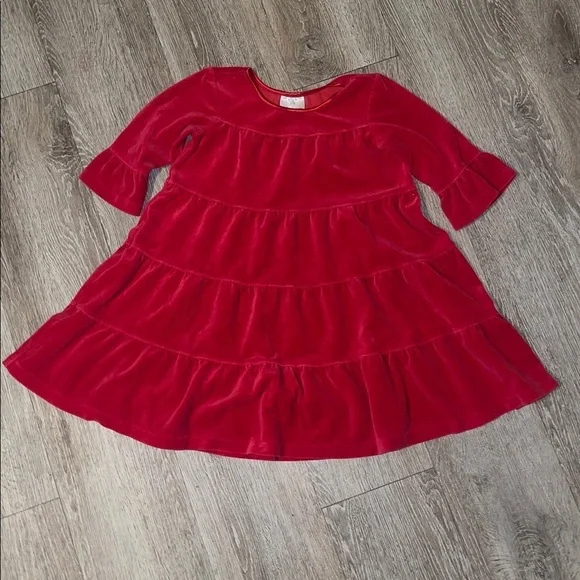 Hanna Anderson Red Velvet Ruffle Dress size 5 Christmas holiday party