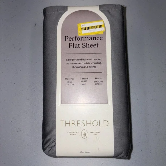 Full 400 Thread Count Performance Flat Sheet Classic Gray - Threshold: Cotton