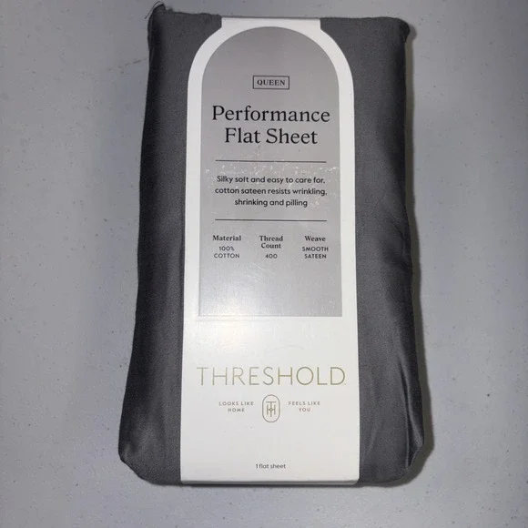 Queen 400 Thread Count Performance Flat Sheet Classic Gray - Threshold: Cotton