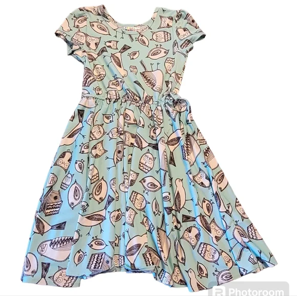 Dot Dot Smile Sketched Owls and Birds Cap Dress