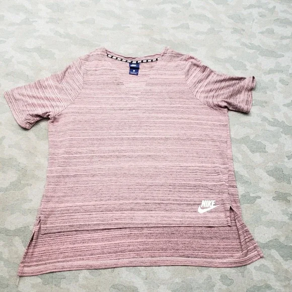 Nike Sportswear Top Womens Large Pink Athletic Short Sleeve High-Low Hem