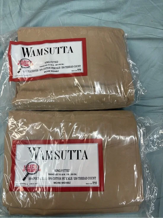 2 Wamsutta King Fitted Sheet Set - Brown Cotton Blend 250 thread count