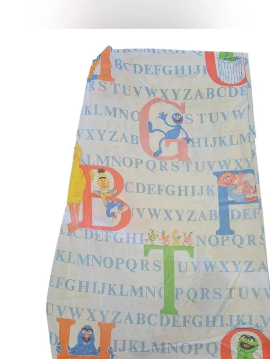 Vintage 90s Sesame Street Twin Fitted Sheet  ABC Big Bird Oscar Cookie Monster