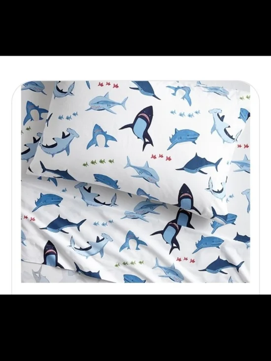 Pottery Barn Kids Shark Print Swim Set - Blue, Navy, White