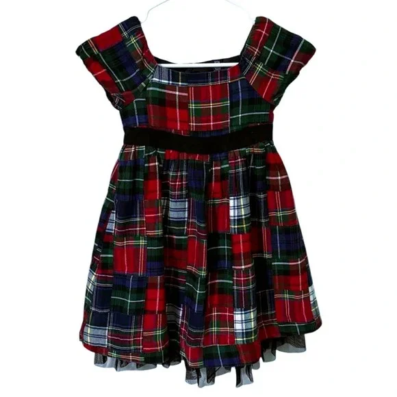 EUC Baby Gap Toddler Girls Size 4T 4 Short Sleeve Red Madras Plaid Holiday Dress