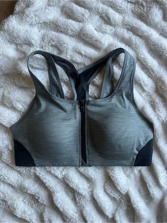 Nike Gray Front-Zip Sports Bra