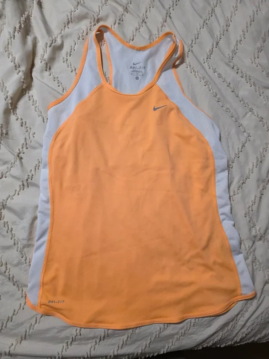 Nike Peach-Orange and White Dri-FIT Racerback Tank