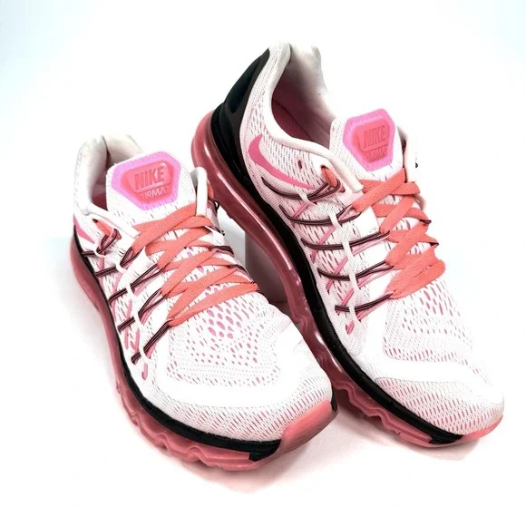 Nike Air Max 2015 Womens 10 White Pink Pow Black Running Shoes 698903-106