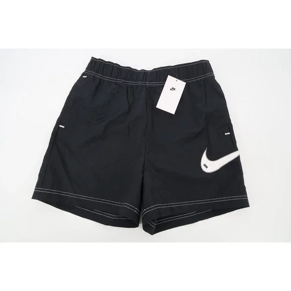 Nike Women's Swoosh‎ Woven Easy Shorts High Rise Black Size Small DM6752-010 New
