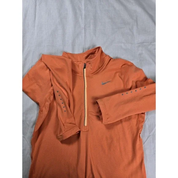 Nike Shirt‎ Womens XS Orange Dri-FIT Running 1/4 Zip Long Sleeve Athletic Top