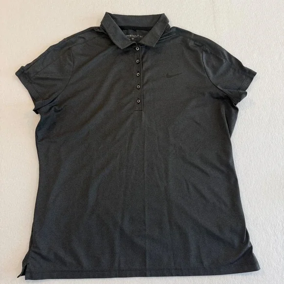 Nike Golf Polo Shirt Women XL Charcoal Gray Dri-FIT Short Sleeve Athletic‎ Top