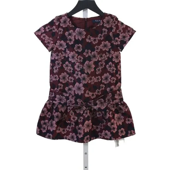 Brooks Brothers Red Fleece Childrens Girls Floral Dress Red Navy Blue Size 6