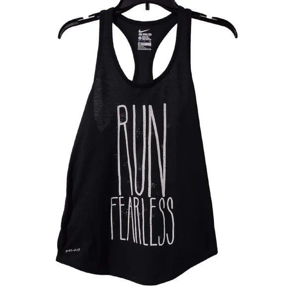 Nike The Nike Tee Dri-Fit‎ Women's Small Run Fearless Activewear Tank Black Logo