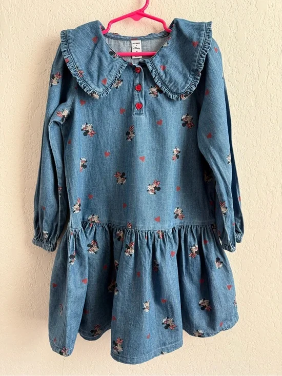 GAP Denim Minnie Mouse Dress with Red Heart Accents - Blue