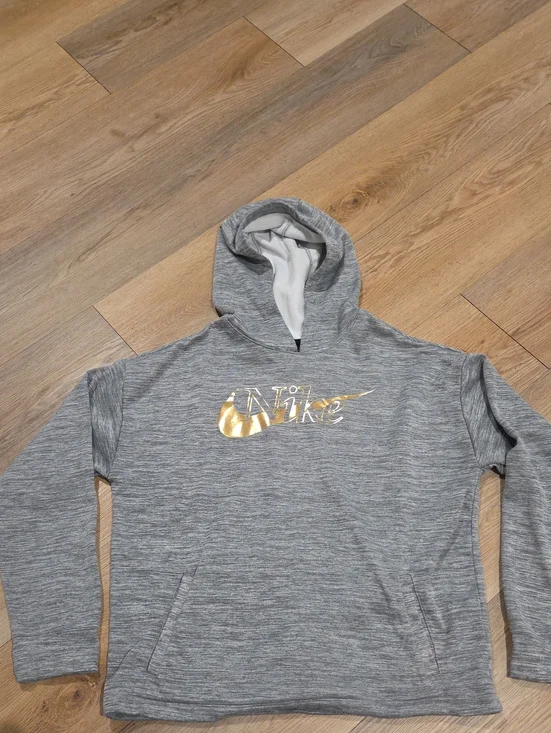 Nike Gray Hoodie with Gold Logo