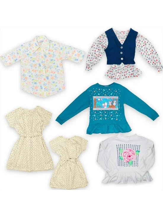 Vintage Girls Bundle Lot of 5 - Dagger collar Sweater Sweatshirt Dresses 6 - 8