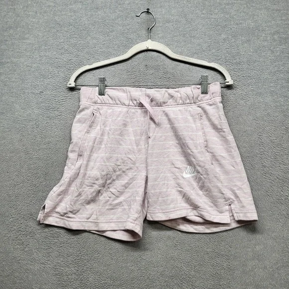 Nike Women Activewear Shorts XL Light Pink Striped‎ Logo 4.5