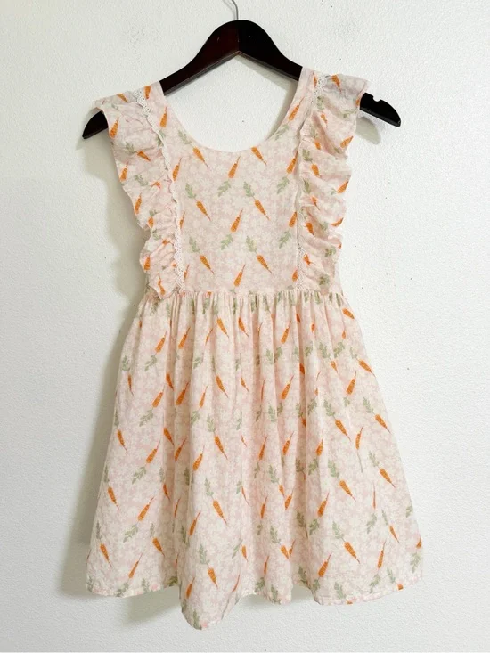 Cynthia Rowley Floral Carrot Ruffle Lace Trim Dress