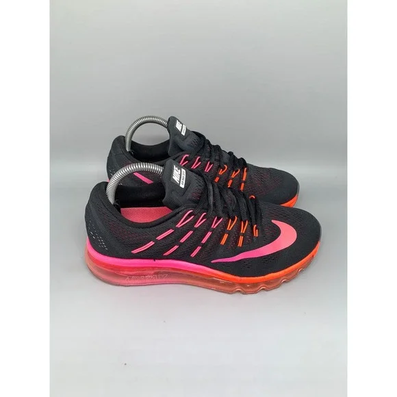 Nike Air Max 2016 Black Pink Orange Running Shoes 806772-006 Women's Sz 8.5