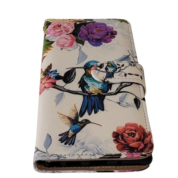 Hummingbird Floral Folio Wallet Phone Case Samsung Note 20 Ultra 5G Cream